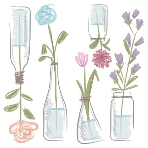 Adesivo da parete con fiori in vasi, t.b.t.