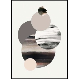 Arte Quadri astratta: Cerchi in grigio, beige e nero su sfondo chiaro.