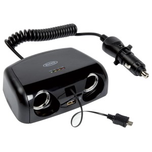 Adattatore nero t.b.t. per accendisigari per interni auto con porta USB.