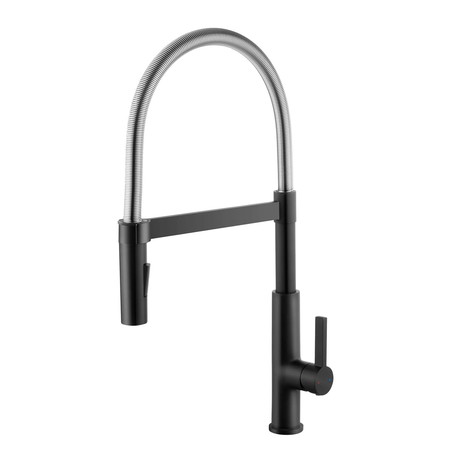 Miscelatore monocomando da cucina t.b.t. nero con bocca flessibile.