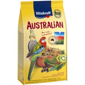 Vitakraft Australian per parrocchetti 750g: Miscela con kiwi, sambuco ed eucalipto.