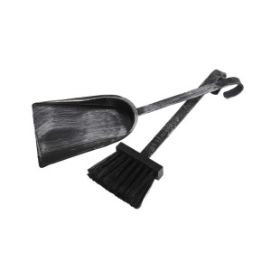 Set camino: paletta e spazzola in metallo per accessori camino.
