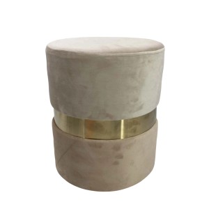 Pouf con fascia metallo 35x35xH40 cm beige e marrone