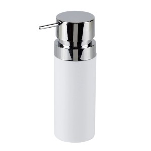 Dispenser sapone t.b.t., bianco con pompa cromata.