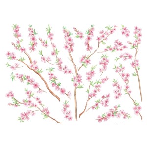 Adesivi da parete t.b.t. con rami fioriti rosa per una decorazione primaverile.