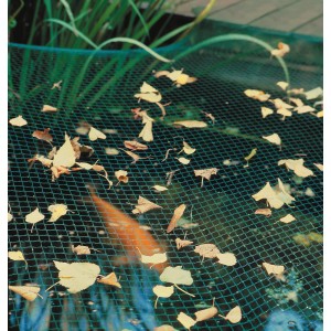 Rete verde per laghetto 3x2m sopra lo stagno con foglie, protegge dal fogliame.