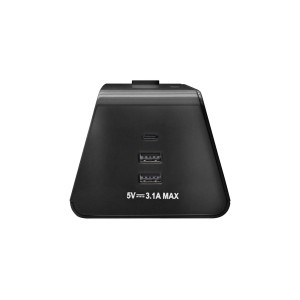 Multipresa nera t.b.t. con porte USB e USB-C.