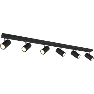 Faretto Globo Robby nero a 6 luci per lampadine GU10. Spot moderno per soffitto o parete.
