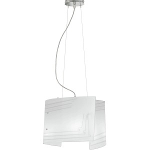 Moderna lampada a sospensione t.b.t. con paralume bianco per un'illuminazione elegante.