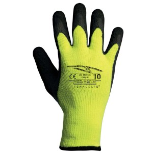 Guanto da lavoro t.b.t., giallo/nero, palmo visibile.