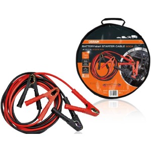 Cavi di avviamento Osram 900A con borsa, rosso/nero, per manutenzione e riparazione auto.