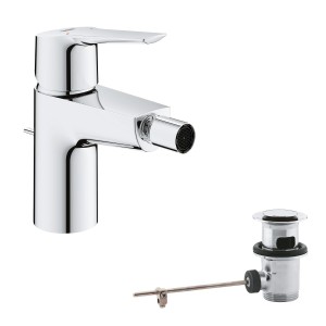 Miscelatore per bidet Grohe QuickFix Start con funzione Eco e set di scarico in cromo.