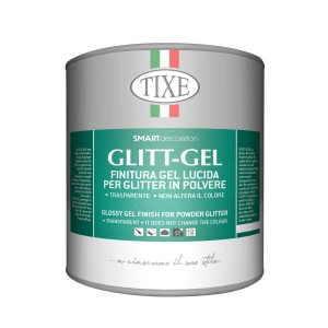 Barattolo di Tixe Glitt-Gel per effetti glitter, trasparente. Pittura decorativa per interni.