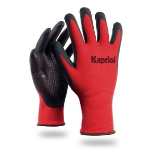 Guanti da lavoro t.b.t., rosso/nero, con rilievi per una presa migliore.