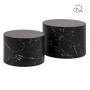 Set di 2 tavolini da salotto in legno Motrik effetto marmo nero tondo h40 cm