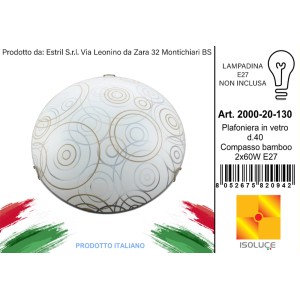 Plafoniera bianca con motivo a cerchi, adatta per interni.