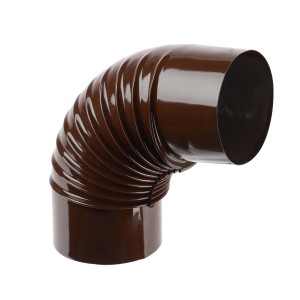 Curva a 90 gradi marrone e flessibile per tubi di scarico fumi.
