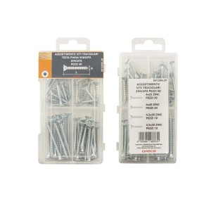 Set di viti per legno, varie misure in scatole assortite.