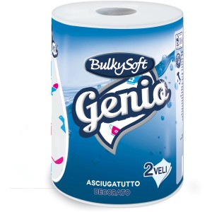 Rotolo di carta da cucina, 2 veli, con decoro blu