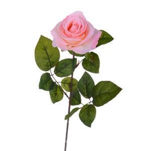 Rosa artificiale decorativa rosa con foglie verdi. Ideale come decorazione duratura.