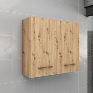 Mobile bagno sospeso t.b.t. effetto legno con due ante e maniglie.