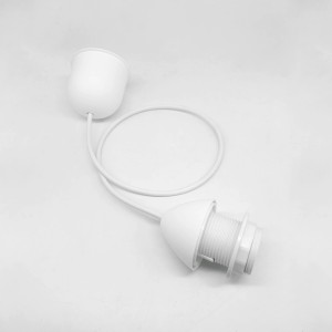 Portalampada bianco con cavo per lampade a sospensione.