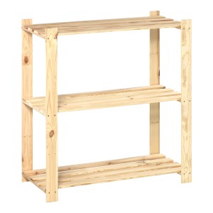 Scaffale a vite in legno OBI con 3 ripiani in legno tenero, 91x85x40 cm.