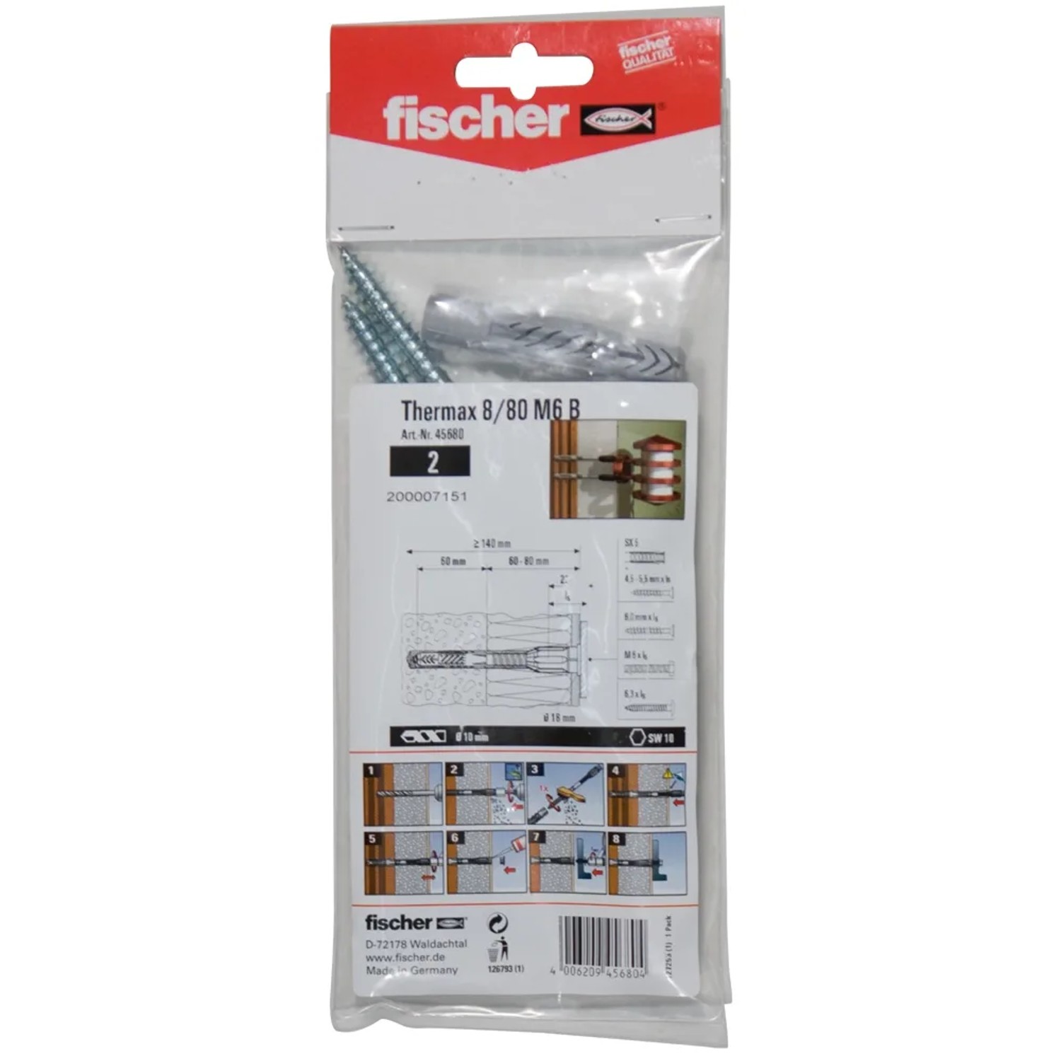 Fischer Thermax 8/100 M6 B tasselli, 2 pezzi, per fissaggio senza ponti termici in sistemi ETICS.