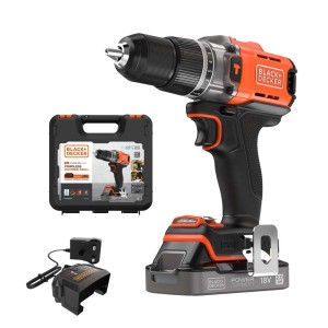 Avvitatore a batteria Black+Decker con custodia e caricabatterie. Ideale per il fai da te.