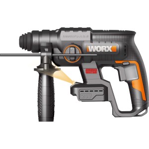 WORX Martello perforatore/scalpellatore, martello perforatore a batteria con impugnatura ausiliaria e luce LED.