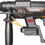 WORX Martello perforatore/scalpellatore, martello perforatore a batteria con impugnatura ausiliaria e luce LED.