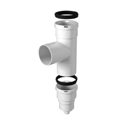 Raccordo Tee caldaia con scarico condensa maschio/femmina Ø 80 mm