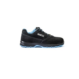 Scarpa da lavoro/sicurezza nera t.b.t. con suola e fodera blu.