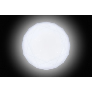 Plafoniera LED bianca t.b.t. con design geometrico.