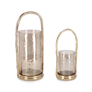 Portacandela Sagar tondo misura piccola H22 cm oro