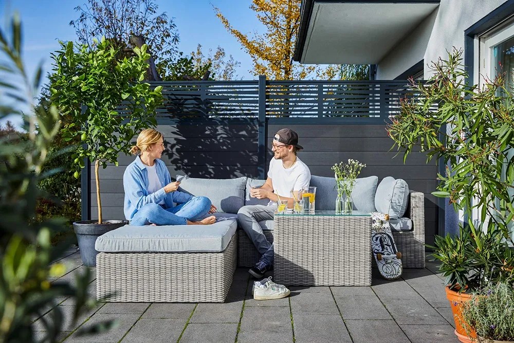 Sedia Da Esterno Pieghevole Avilia - Beige, Acciaio Antracite, Resistente Alle Intemperie, Ideale Per Balcone E Giardino