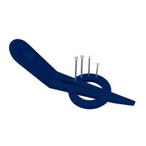 Supporto per chiodi LUX blu con chiodi di diverse dimensioni. Accessorio per martello per chiodatura sicura.