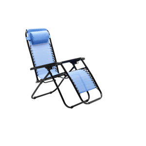 Lettino relax blu con struttura nera per giardino e terrazza.