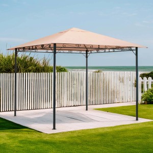 Gazebo CMI beige, 290x290 cm, con struttura in acciaio e tetto in poliestere per giardino e patio.