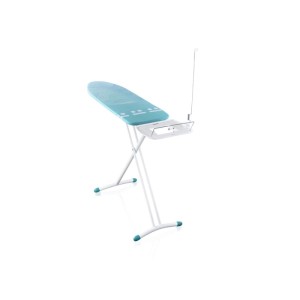 Asse da stiro Leifheit AirBoard Express M Solid, 120x38 cm, turchese-bianco, con poggiaferro e portacavo.