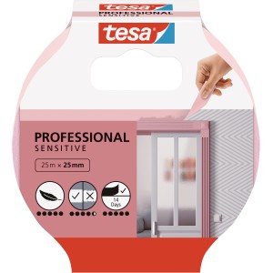 Nastro per mascheratura Tesa Professional Sensitive, 25mm x 25m, per superfici delicate.