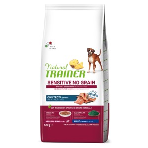 Natural Trainer Sensitive cibo secco per cani, senza cereali, con trota e patate, 12kg.