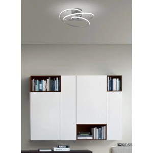 Plafoniera LED moderna t.b.t. con design curvo per montaggio a soffitto.