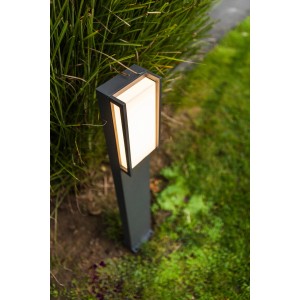 Moderna lampada da vialetto a LED Lutec Qubo in antracite per giardino e vialetto.