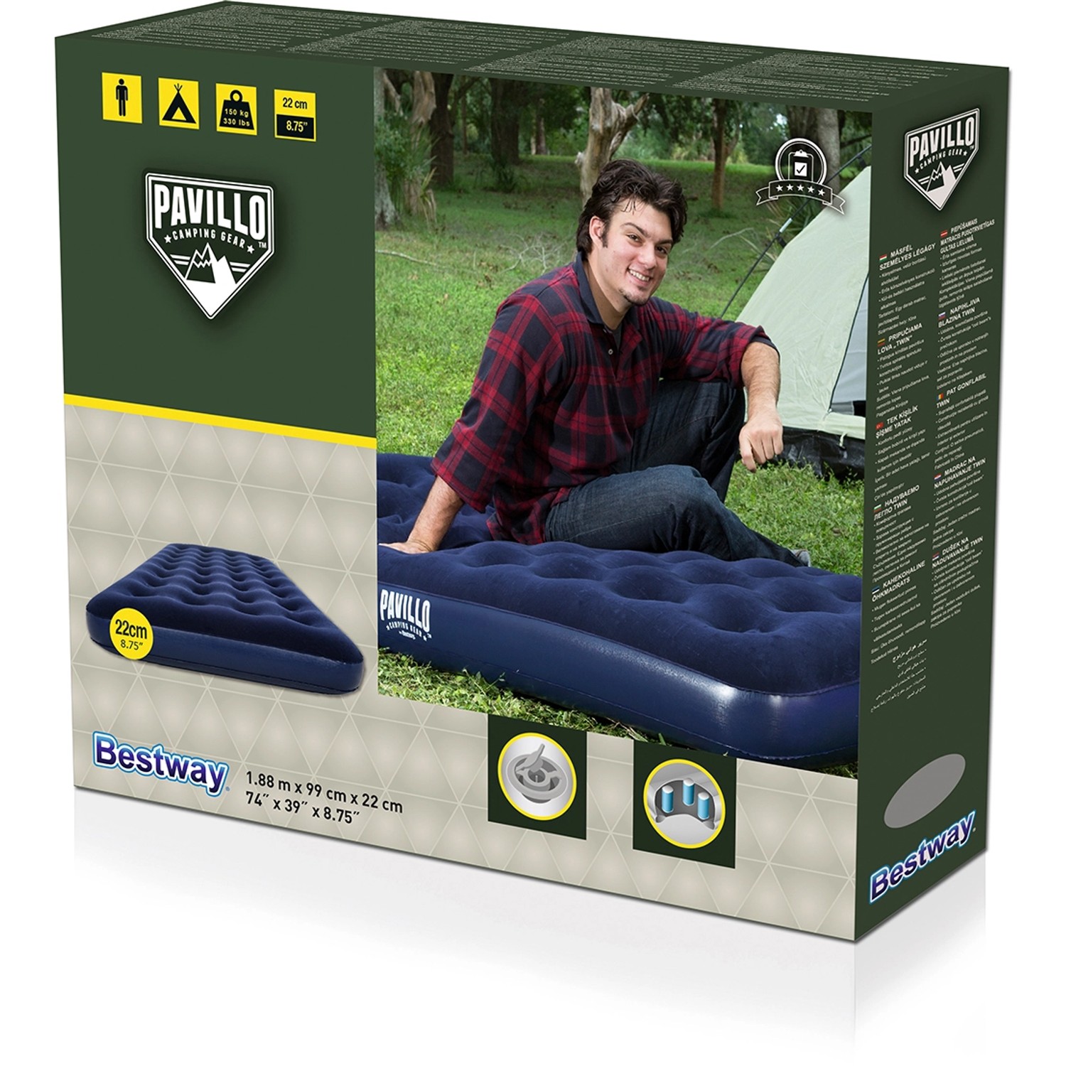 Bestway Classic letto per ospiti, 188x99x22cm, materasso ad aria da campeggio, blu, in scatola.