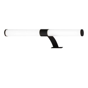 Moderna applique LED nera con corpo illuminante cilindrico per un'illuminazione elegante.