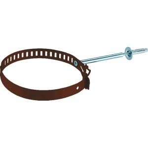 Collare marrone con bullone di fissaggio per tubi di scarico.