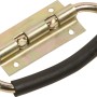 Maniglia per cassa zincata gialla (130x45mm) con impugnatura nera per un trasporto confortevole.