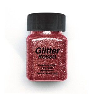 Glitter rosso t.b.t. in barattolo per effetti creativi.