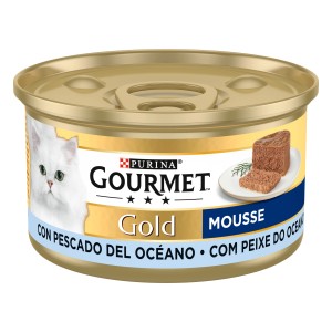 Lattina di cibo per gatti: Purina Gourmet Gold Mousse con pesce per gatti buongustai.
